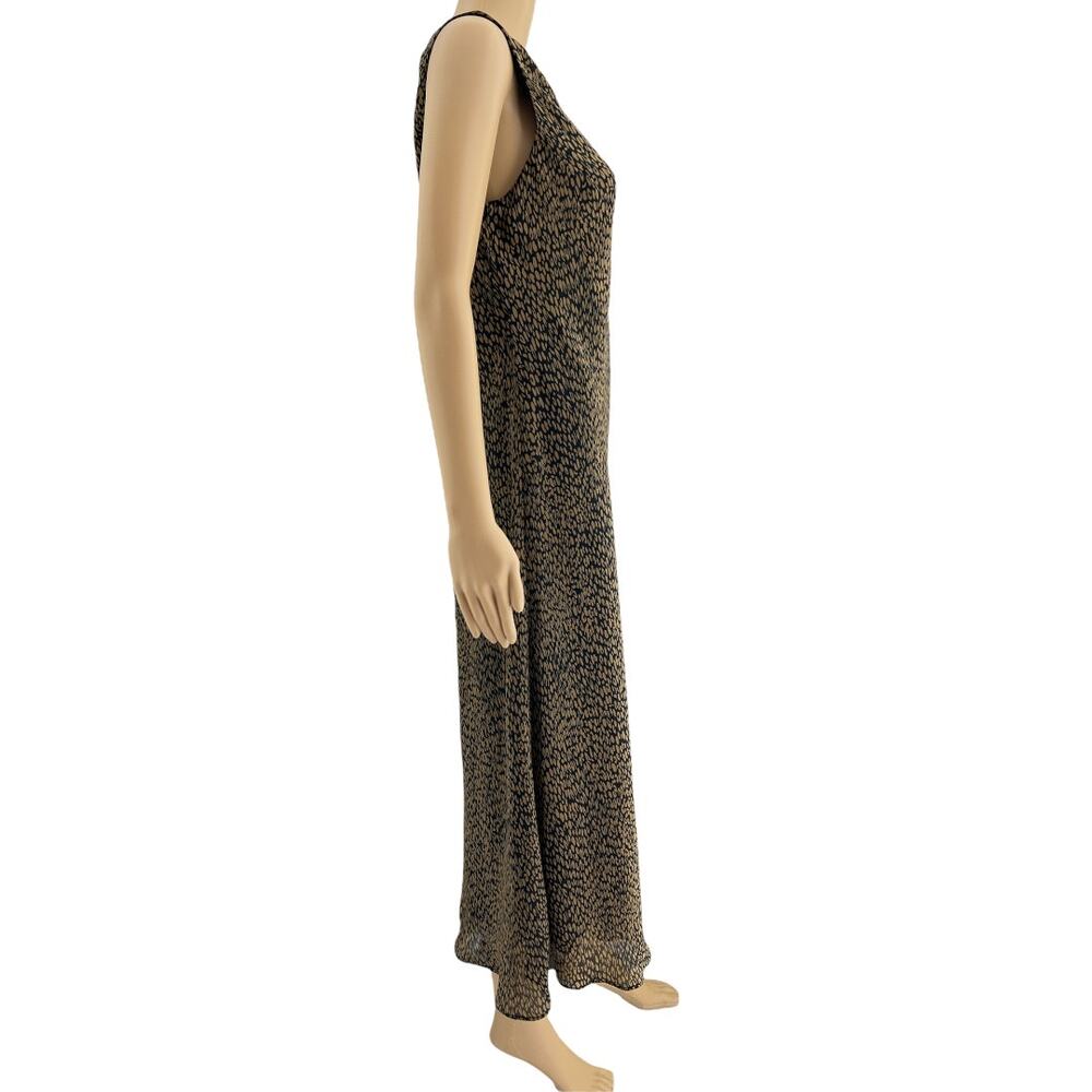 Studio 1 (14) Petite Y2K Brown Leopard Sleeveless Chiffon Sheath Maxi Dress - Picture 3 of 5